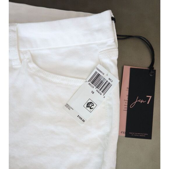 Jen 7 Women's Sz 16 White High Waist Chew Hem Crop Ankle Straight Jeans $109 - Picture 5 of 10